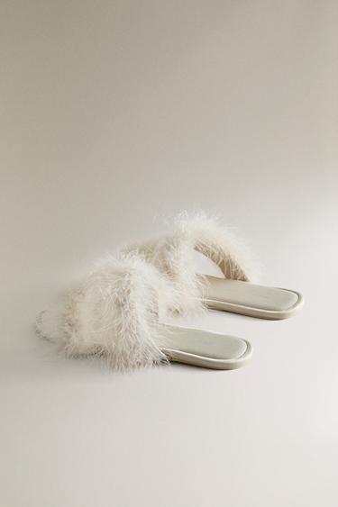 CHAUSSONS OUVERTS PLUMES - Beige de Zara - Image 3
