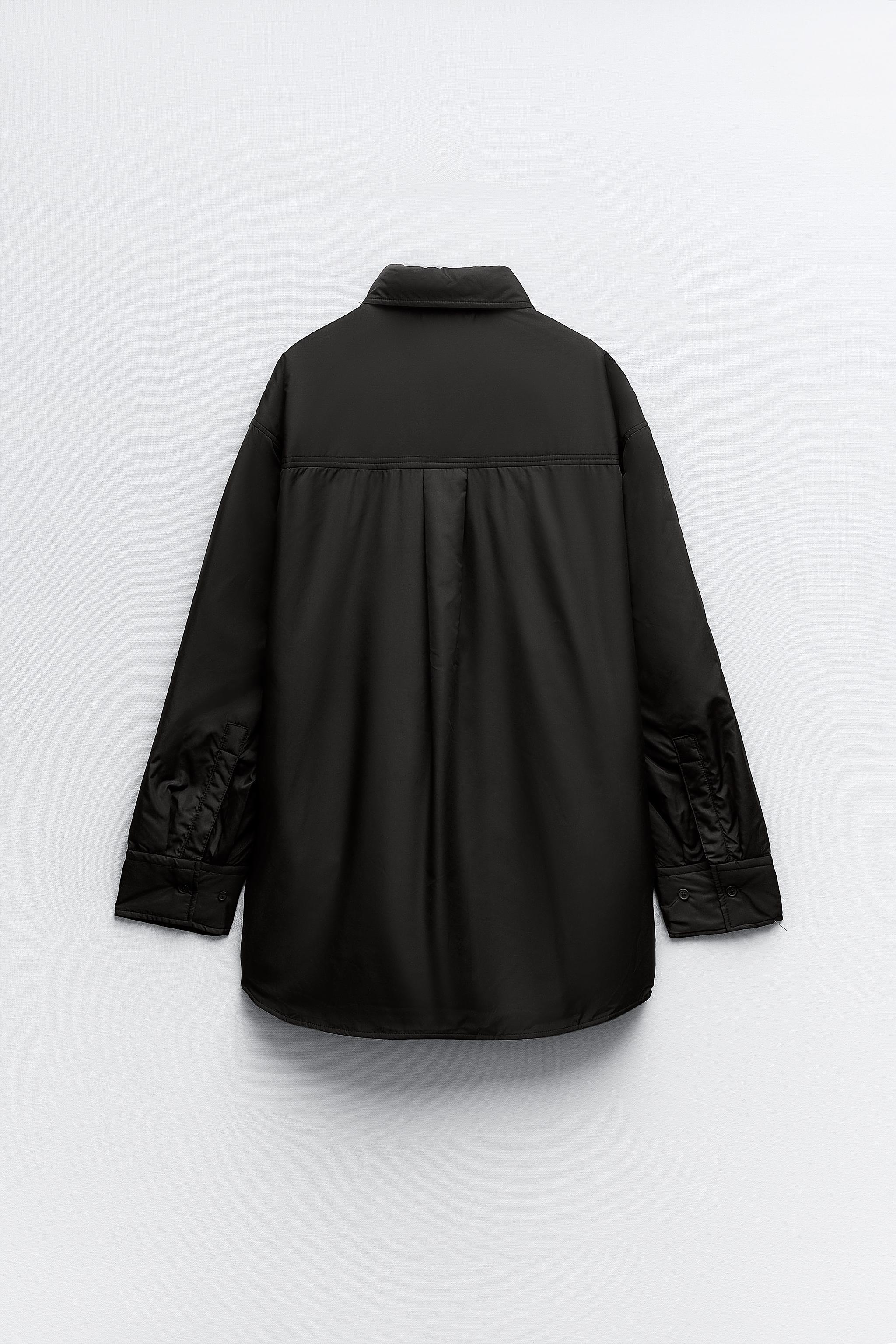 ウォーターレペレント パフシャツジャケット - ブラック | ZARA 
