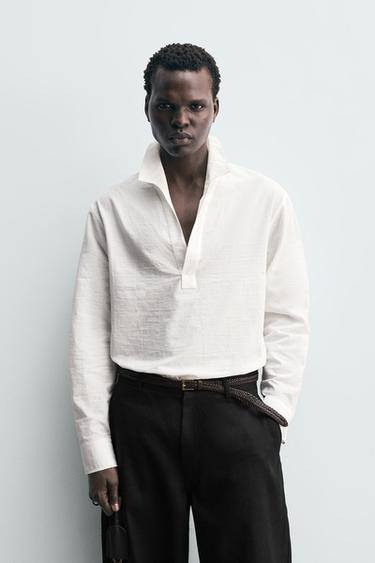 CAMISA POLO ESTRUCTURA - Blanco de Zara