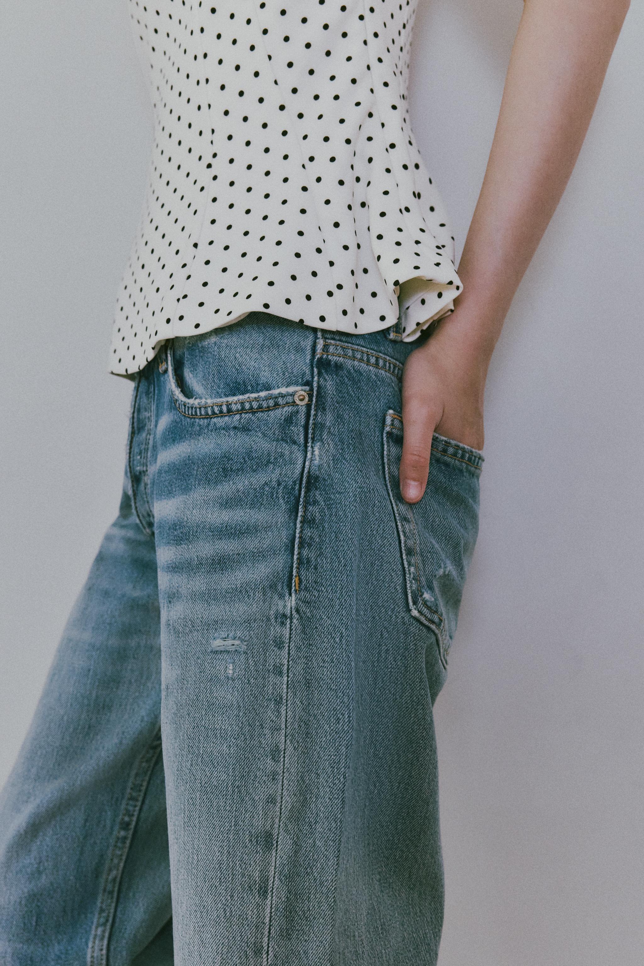 ZARA シームディティール　ストレートレッグ　デニムパンツ ワイドレッグデニムパンツ - ブルー | ZARA Japan / 日本