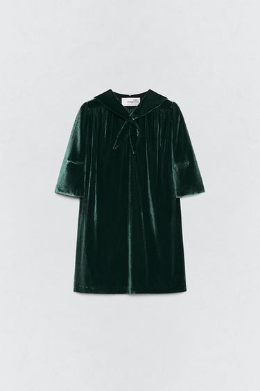 VELVET DRESS WITH DETACHABLE SCARF SOSHIOTSUKI x ZARA - Bottle green by Zara