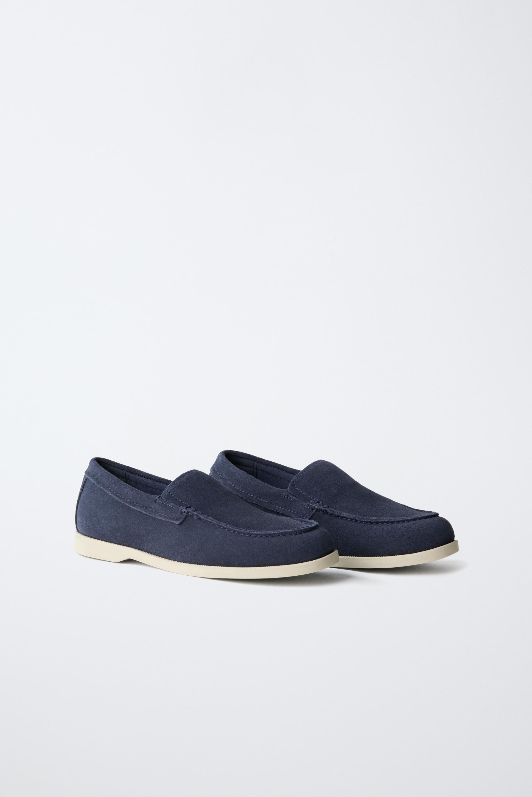 レザーデッキシューズ - マリンブルー | ZARA Japan / 日本