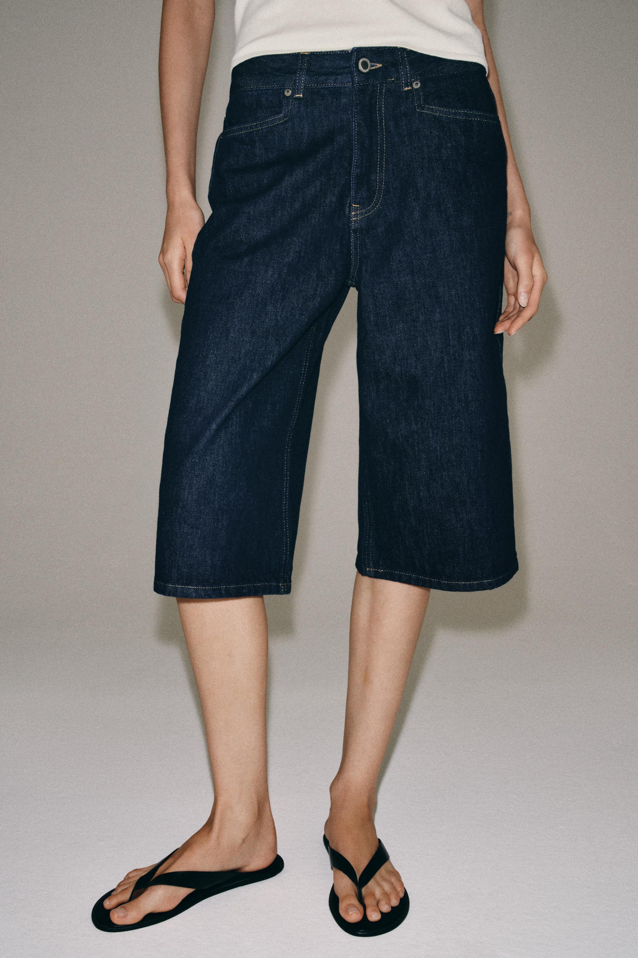 ZW COLLECTION MID-RISE DENIM SHORTS — Blue