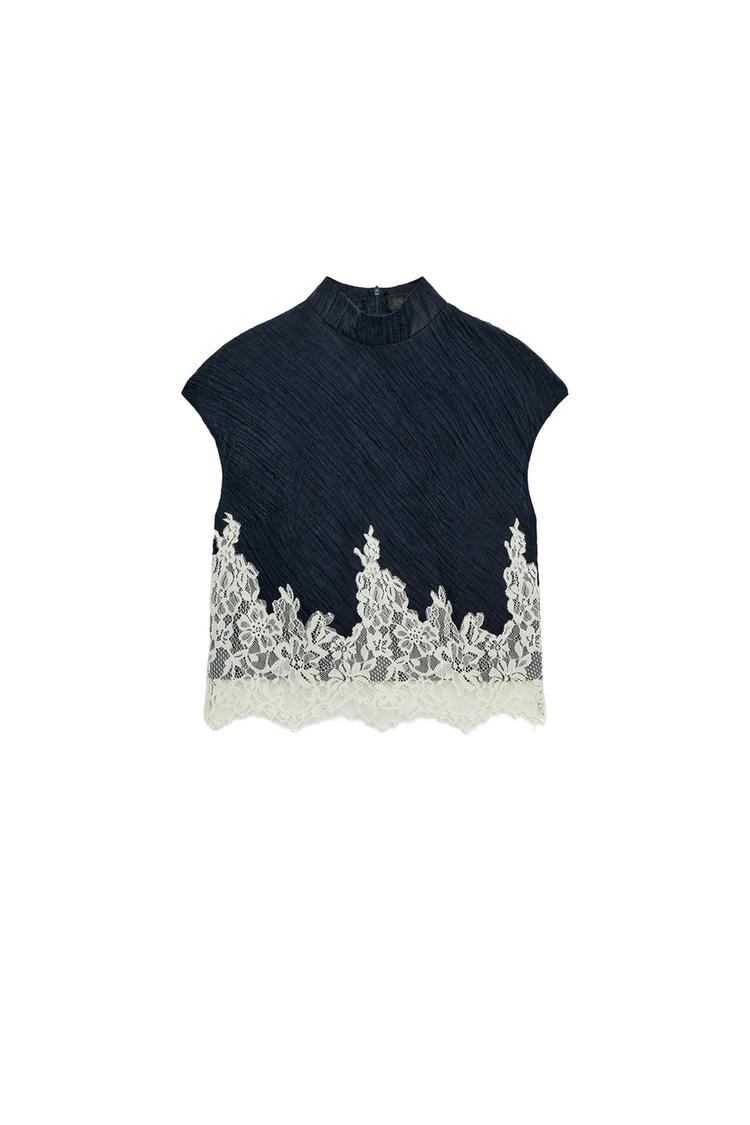 LACE-TRIMMED CROP TOP