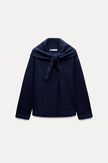 100% WOOL SCARF JACKET - Navy blue by Zara
