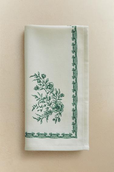 PACK SERVIETTES DE TABLE SATINÉES FLEURS (LOT DE 2) - Verdâtre de Zara - Image 5