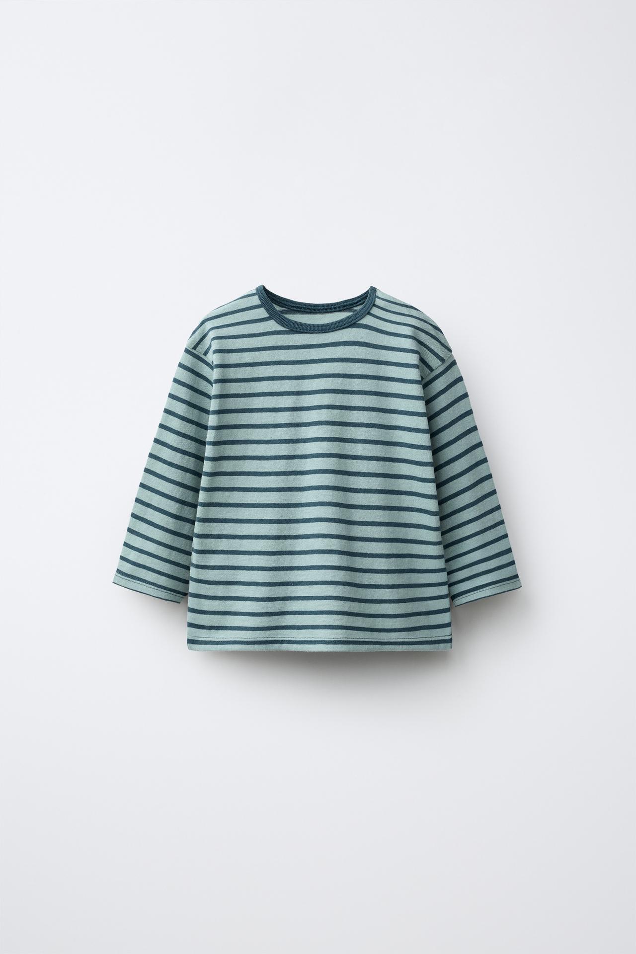 STRIPED LABEL T-SHIRT — Duck green