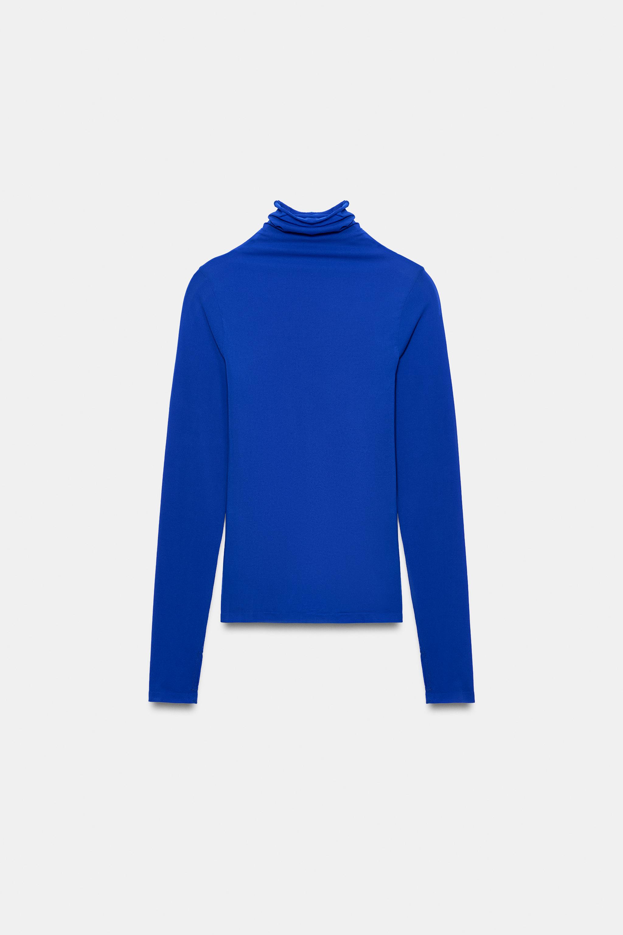 Женские футболки Zara HIGH NECK T-SHIRT — фото 8