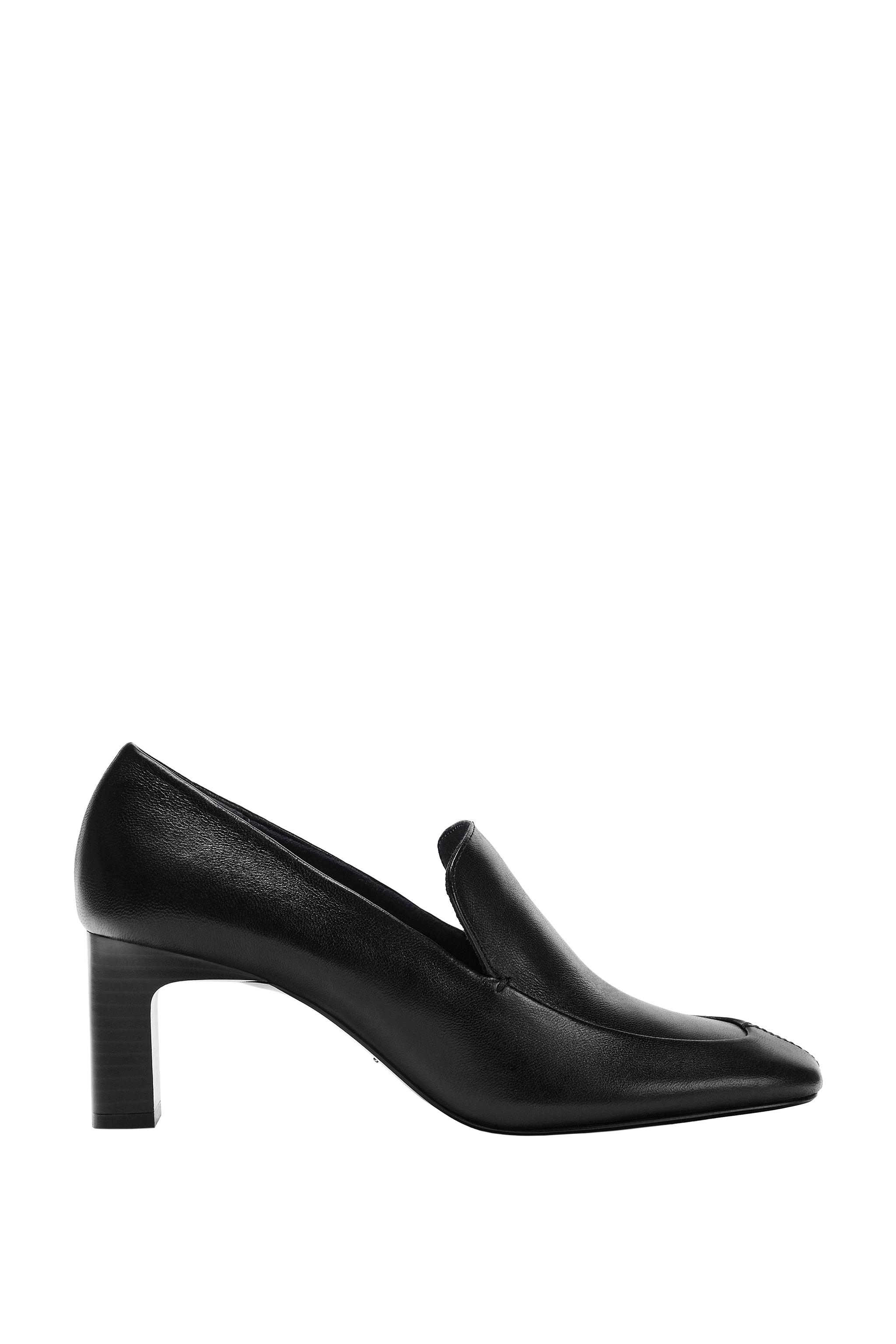  レザーフラットシューズ ブラック 37 レザーヒールモカシン - ブラック | ZARA Japan / 日本