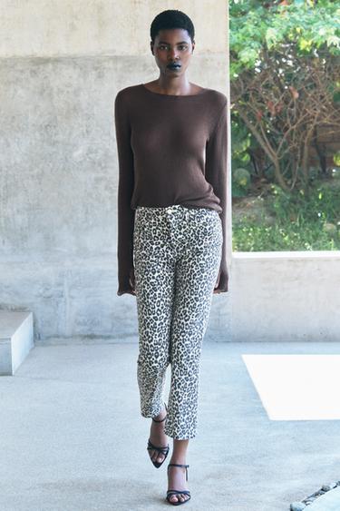 JEAN ZW COLLECTION BOOTCUT TAILLE HAUTE COURTE IMPRIMÉ ANIMAL - Leopard de Zara - Image 0