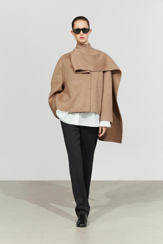 Zara Short coat with scarf detail - Black gold - Image 0