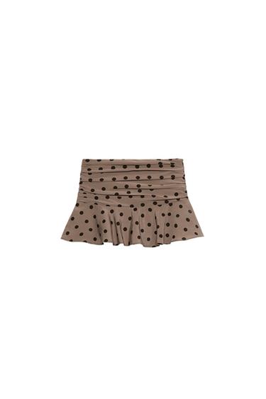 GONNA PANTALONE FLUIDA A POIS CON VOLANT - Nero / Marrone di Zara