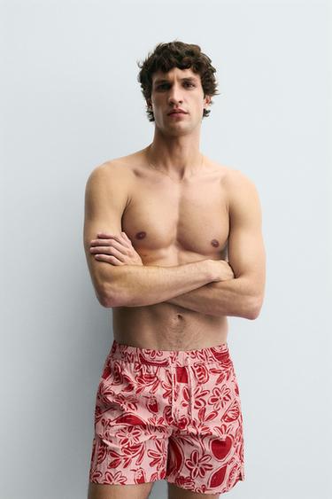 MAILLOT DE BAIN MI-LONG À IMPRIMÉ FRUITS - Rose de Zara - Image 1