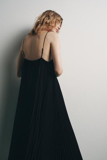 PLEATED DRESS WITH EMBROIDERY AND LACE - Black by Zara - Image 2