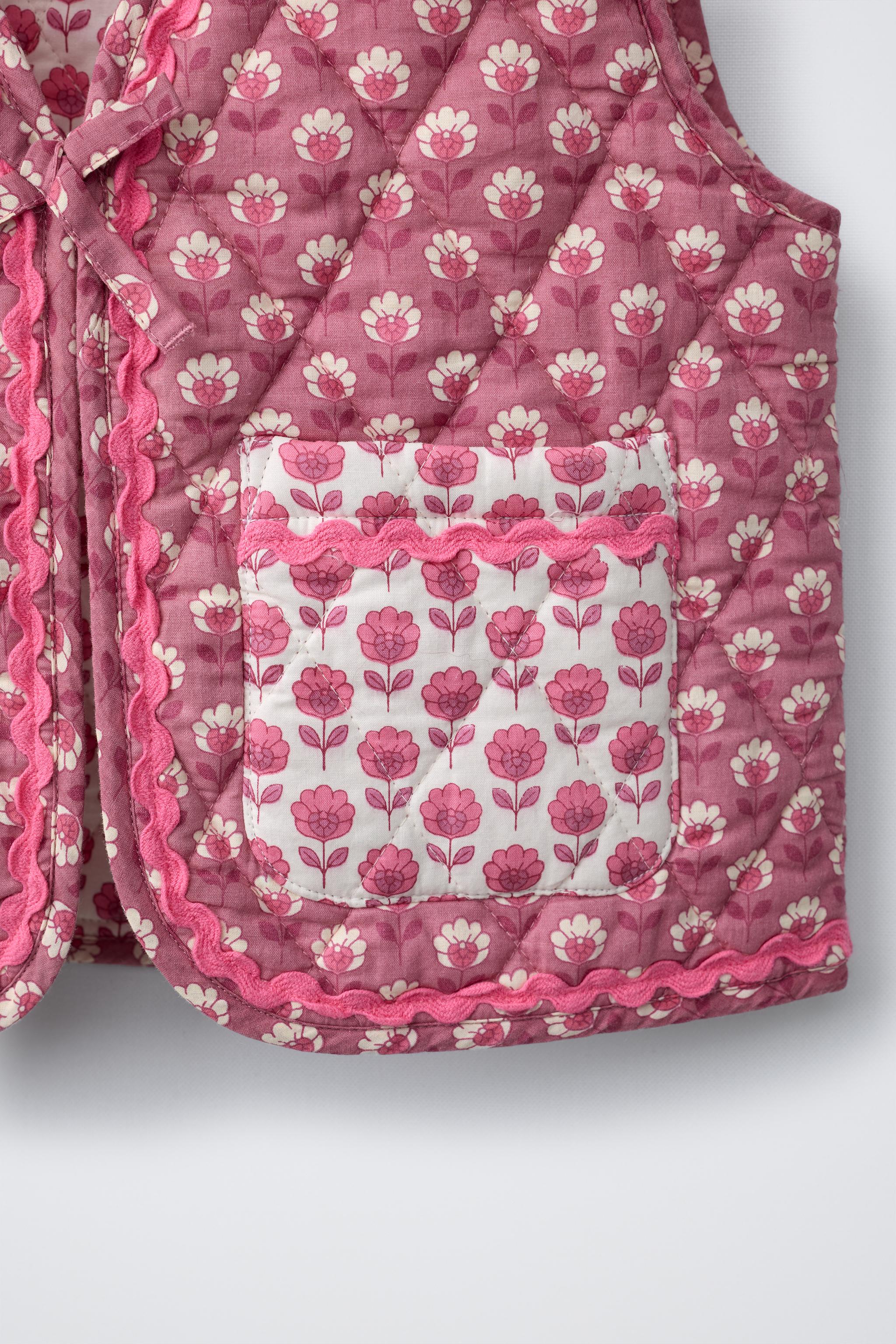 Детские жилеты Zara FLORAL BOW QUILTED VEST — фото 5