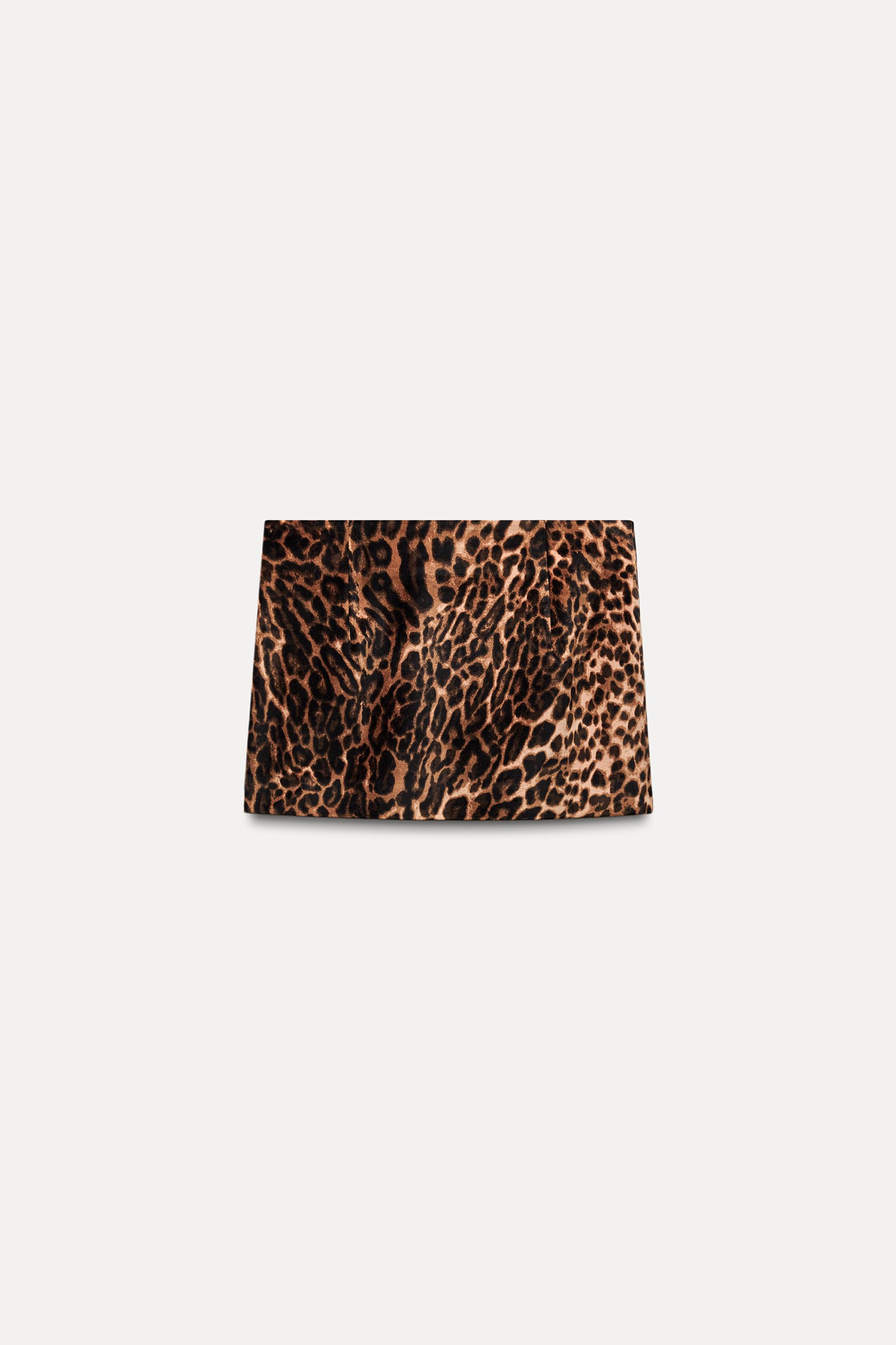 ANIMAL PRINT VELVET MINI SKIRT Leopard ZARA United Kingdom