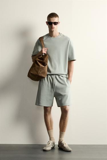 SWEATSHIRT RELAXED FIT INTERLOCK - afgewassen groen van Zara