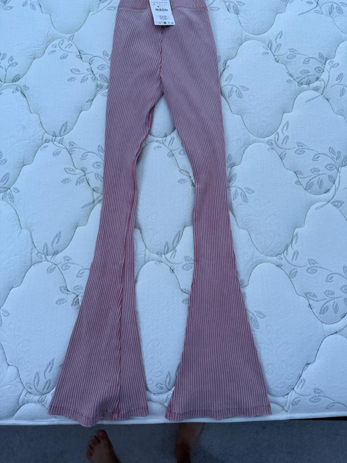 WASHED EFFECT RIBBED FLARE PANTS - Image 2