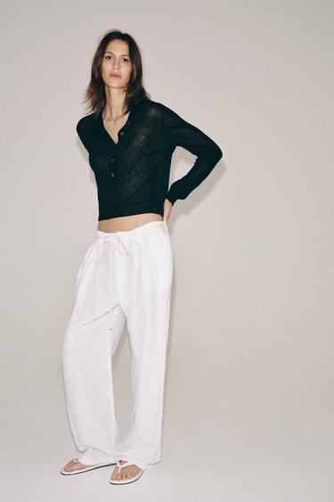 PANTALON AVEC LIN ZW COLLECTION - Blanc de Zara