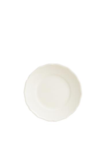 EARTHENWARE SIDE PLATE WITH RAISED-DESIGN EDGE - Ecru by Zara