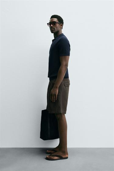 RIB KNIT POLO SHIRT - Navy blue by Zara - Image 3
