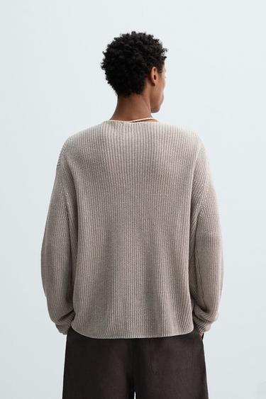 HEMP KNIT JUMPER - Stone by Zara - Image 2