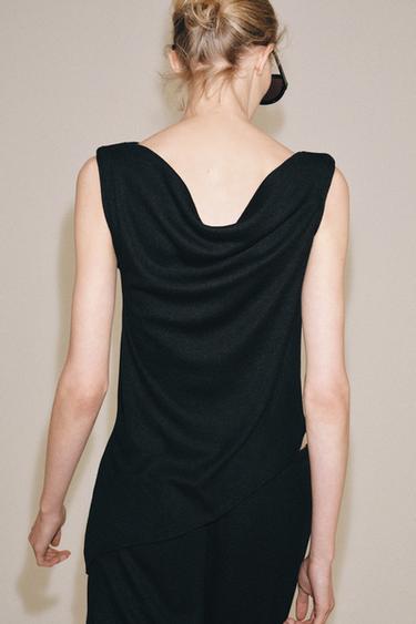 ASYMMETRIC RUSTIC TOP - Anthracite grey by Zara