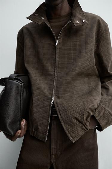 VESTE COURTE À CARREAUX - Marron de Zara - Image 5