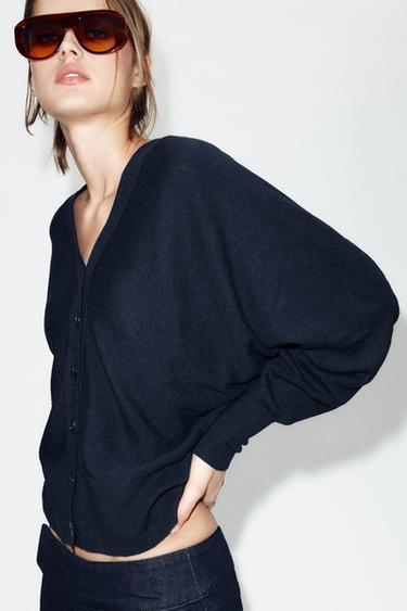 CHAQUETA PUNTO MANGA MURCIÉLAGO - Marino de Zara