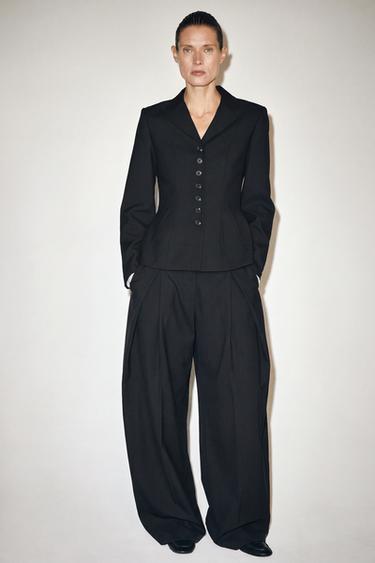 ZW COLLECTION PLEATED WAIST TROUSERS - Black by Zara