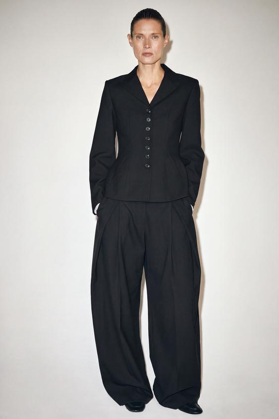 ZW COLLECTION PLEATED WAIST TROUSERS - Black by Zara - Image 0