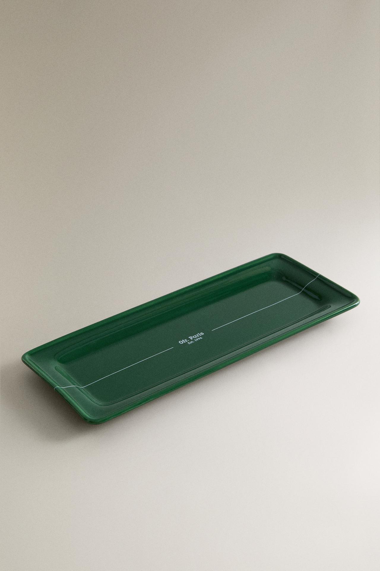 DECORATIVE STONEWARE TRAY | 0FR. PARIS — Green
