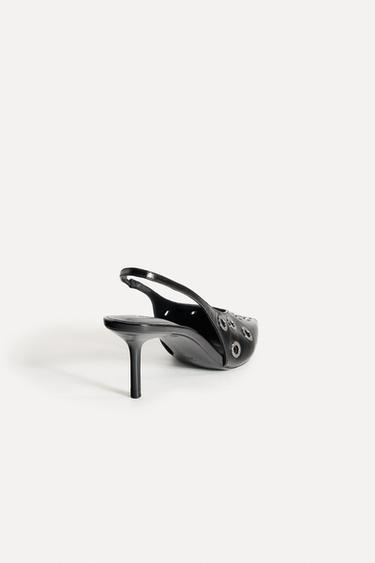 CHAUSSURES OUVERTES À L’ARRIÈRE AVEC ŒILLETS EN CUIR 50E ANNIVERSAIRE - Noir de Zara - Image 3