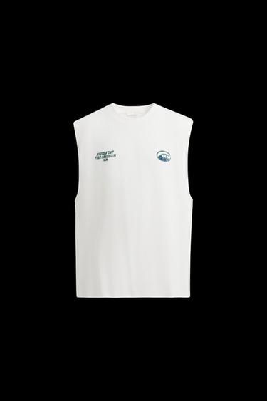 Zara WASHED PRINT TANK TOP - Oyster-white - Image 0