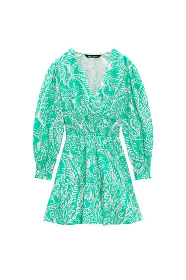 PRINTED LINEN BLEND DRESS