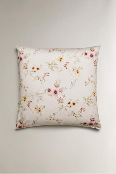 TAIE D’OREILLER SATIN IMPRIMÉ FLEUR - Blanc cassé de Zara - Image 1