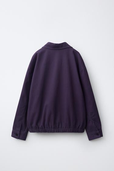 WASHED-EFFECT TWILL JACKET — Purple 2