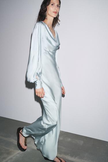 OPEN-BACK SATIN DRESS - Light blue by Zara - Image 2