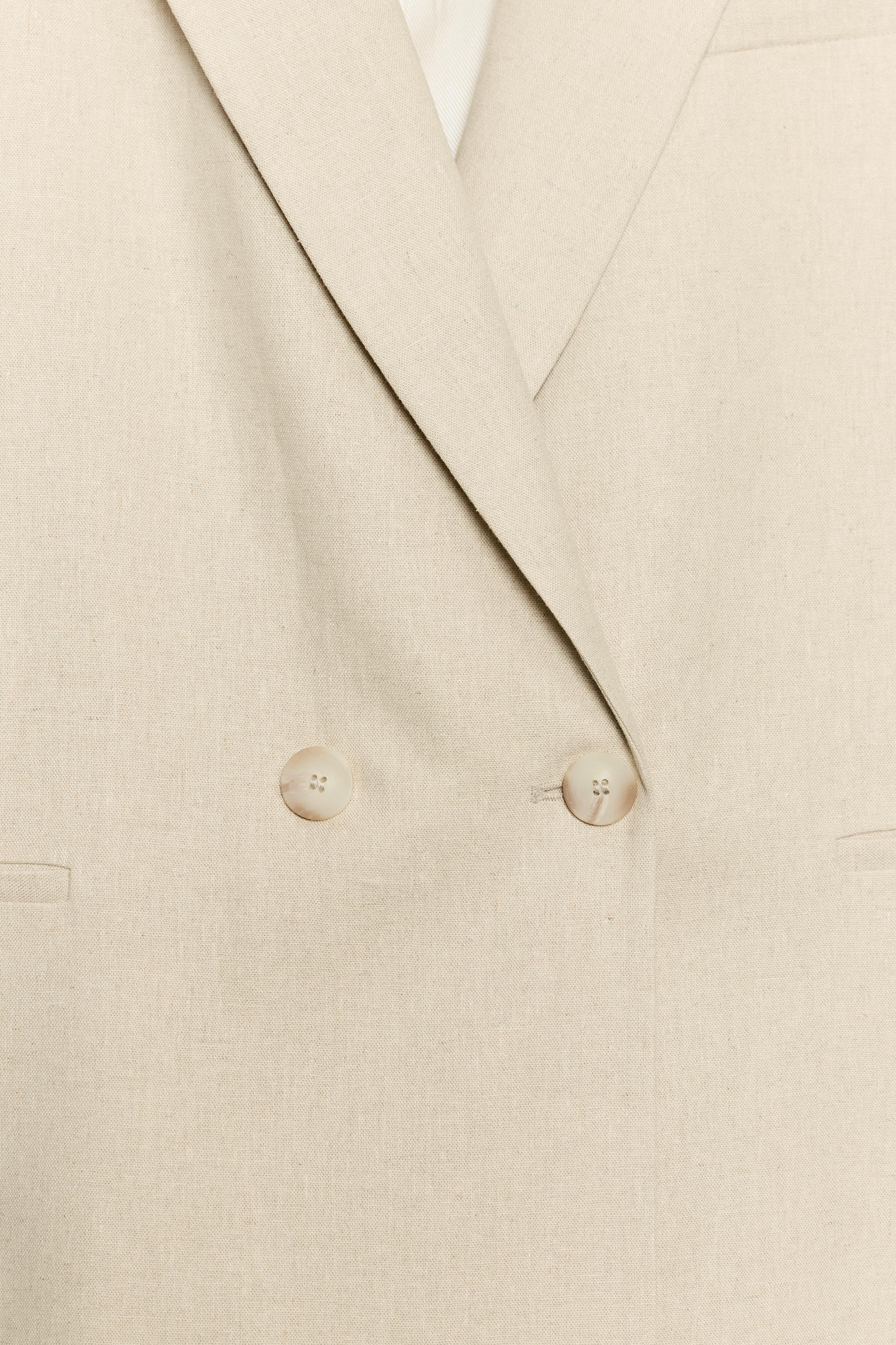 SHORT SLEEVE LINEN BLEND DOUBLE BREASTED BLAZER