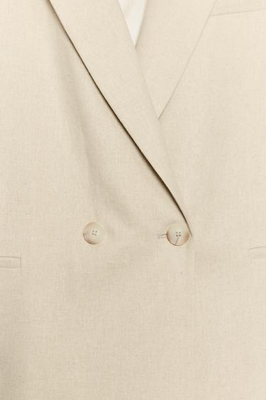 VESTE À BOUTONNAGE CROISÉ EN LIN ET MANCHES COURTES - Beige clair de Zara - Image 7