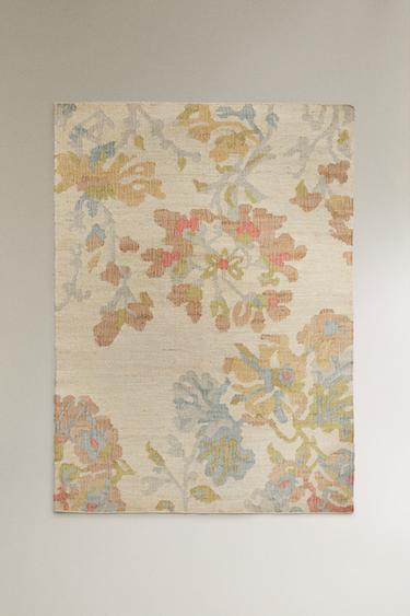 TAPPETO IN IUTA CON FIORI - Beige chiaro di Zara