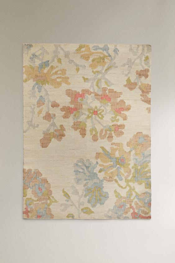 FLORAL JUTE RUG - Light beige by Zara - Image 0