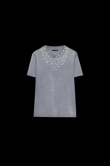 JEWEL FADED-EFFECT T-SHIRT - Grey by Zara - Image 0