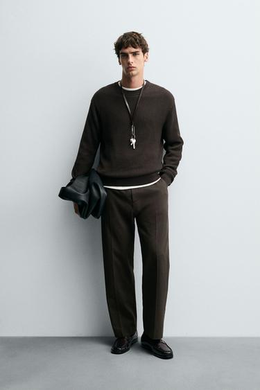 PULLOVER MIT RIPPENSTRUKTUR - Dunkelbraun von Zara