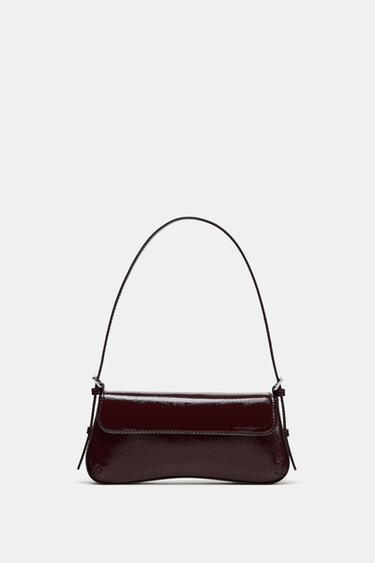 Zara FLAP SHOULDER BAG - Burgundy Red