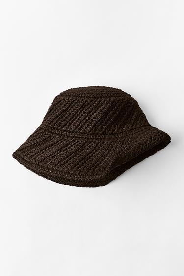 Zara 100% PAPER WOVEN HAT - Brown