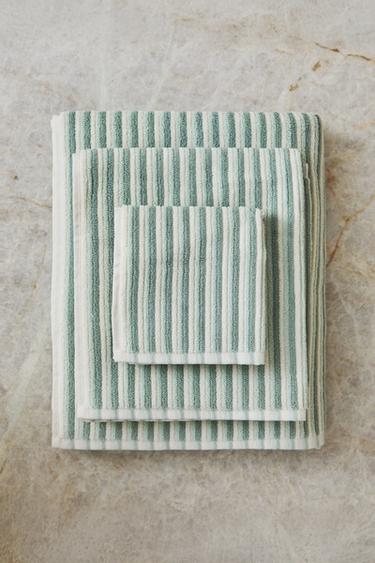 TEXTURED BATH TOWEL WITH COLOURED STRIPES - Ecru / Green by Zara - Image 5