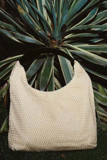 Zara 織物托特包 - 米白色