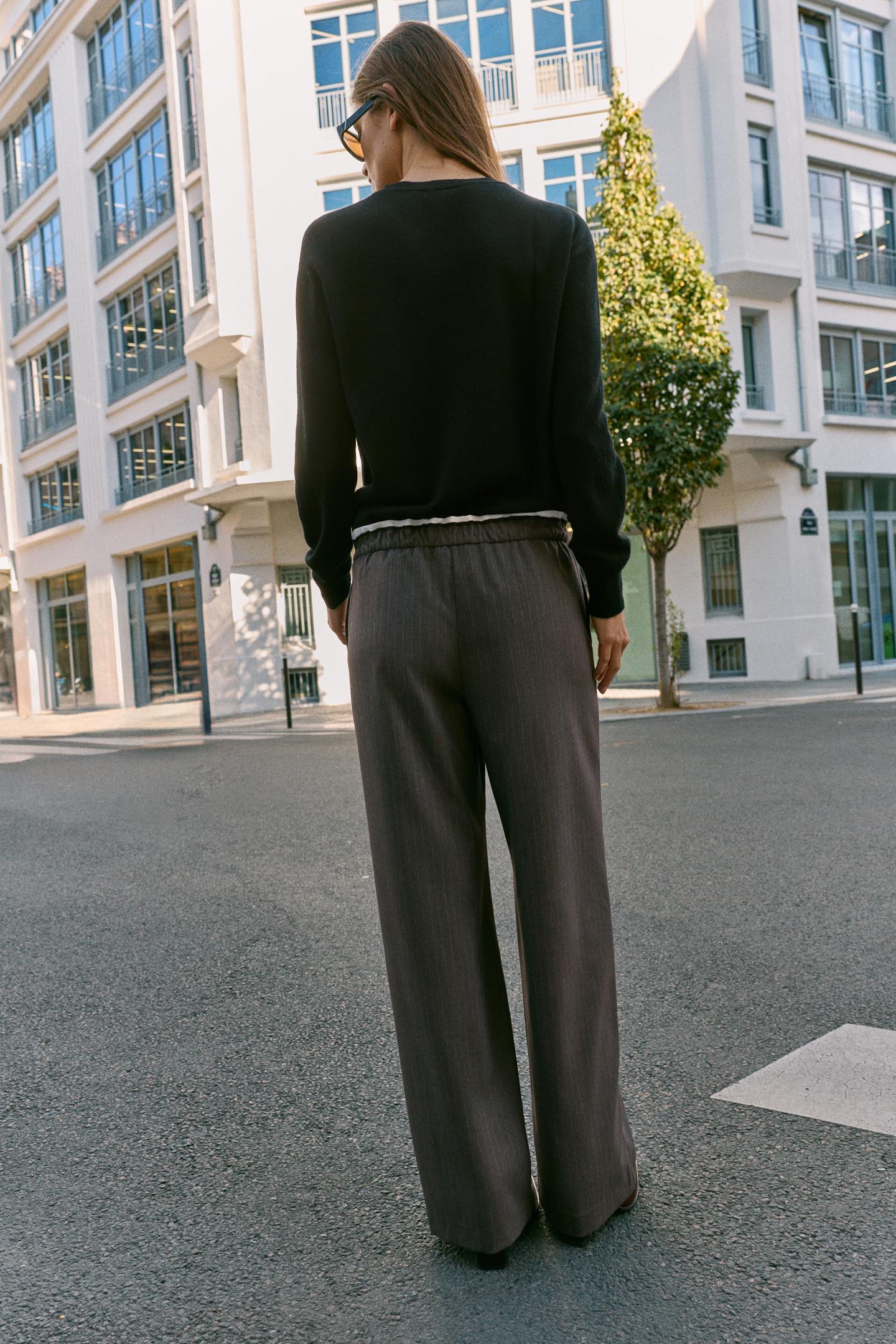 Женские брюки Zara Double Waist Wide-Leg, цвет: Серо-коричневый серый — фото 5