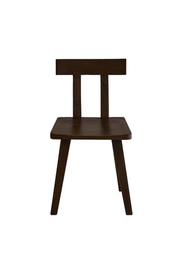 Zara WOODEN CHAIR WITH BACKREST - Dark brown